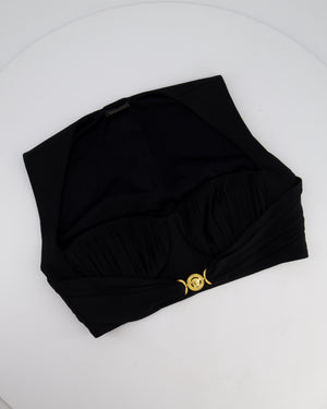 Versace Black Sleeveless Cropped Top with Gold Medallion Buckle Size IT 42 (UK 10)