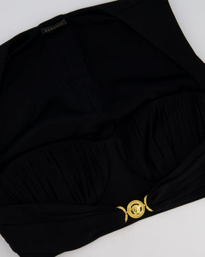 Versace Black Sleeveless Cropped Top with Gold Medallion Buckle Size IT 42 (UK 10)