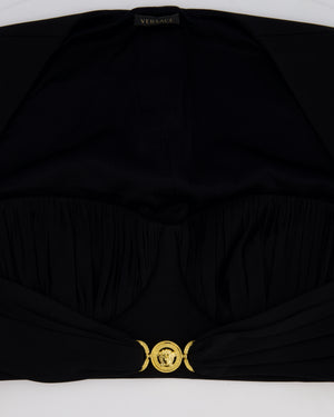 Versace Black Sleeveless Cropped Top with Gold Medallion Buckle Size IT 42 (UK 10)