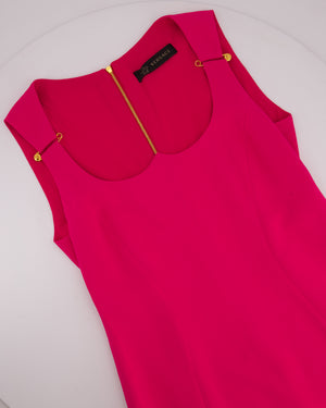 Versace Hot Pink Sleeveless Mini Dress with Gold Safety Pins Detail Size IT 42 (UK 10)