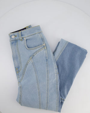 Mugler Light Blue Denim Panelled Skinny Jeans with Back Logo Detail Size FR 36 (UK 8)