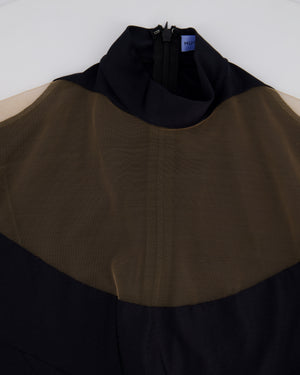 Mugler Black & Nude Mesh Mid-Neck Long Sleeve Bodysuit Size FR 36 (UK 8)