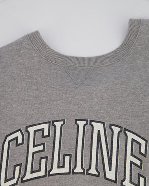 Celine Grey Short Sleeve Logo Sweatshirt Jumper Size M (UK 10)