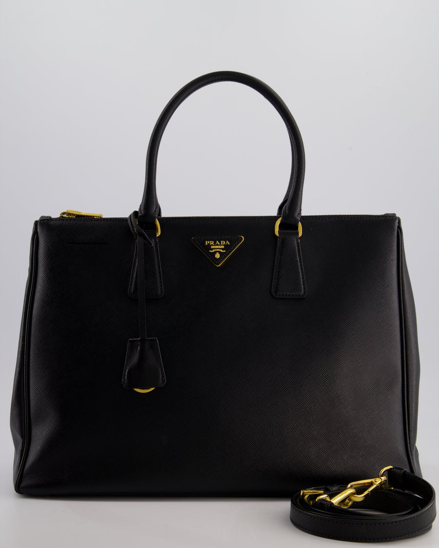 Prada Black Galleria Bag in Saffiano Leather with Gold Hardware RRP £3,700