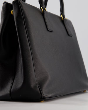 Prada Black Galleria Bag in Saffiano Leather with Gold Hardware RRP £3,700