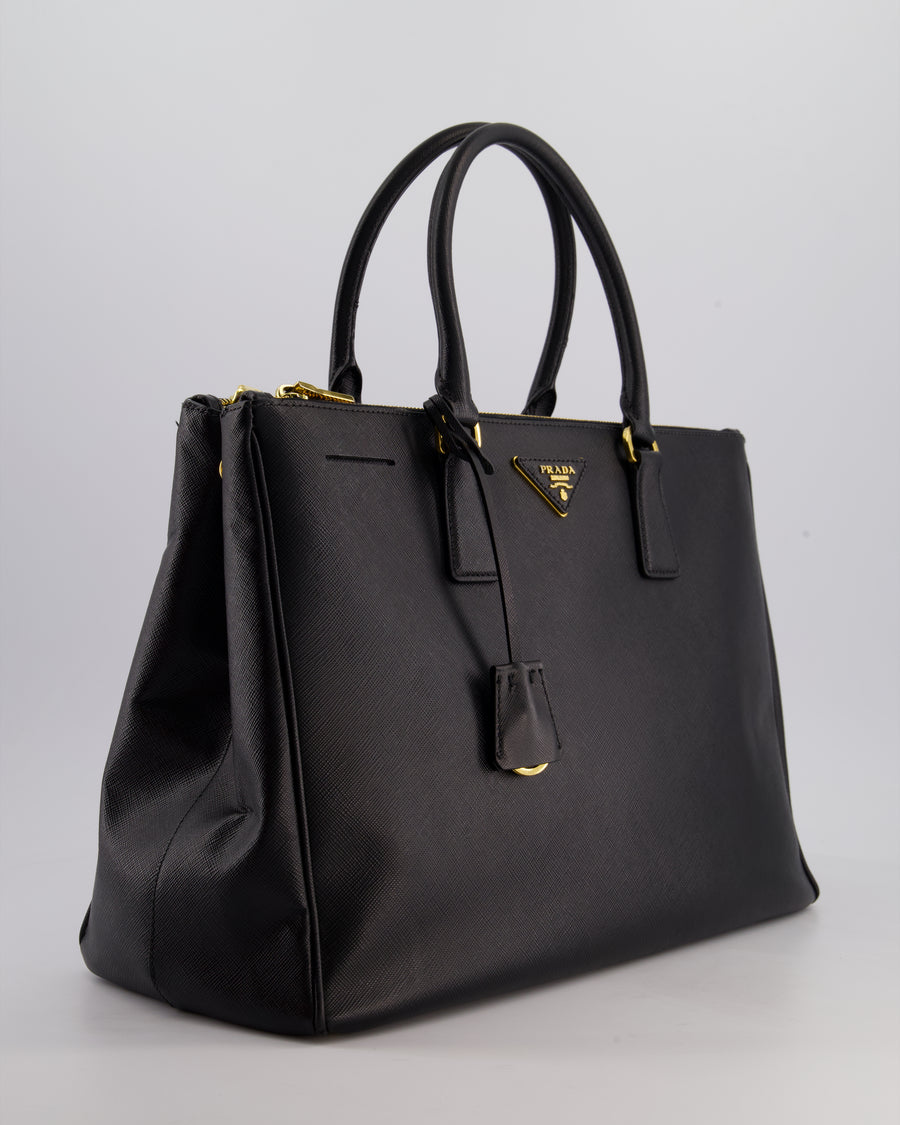 Prada Black Galleria Bag in Saffiano Leather with Gold Hardware RRP £3,700