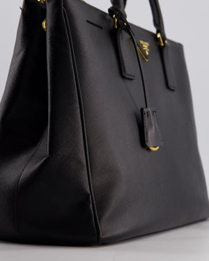 Prada Black Galleria Bag in Saffiano Leather with Gold Hardware RRP £3,700