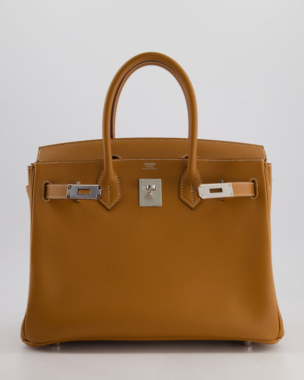 Hermès Birkin 30cm Retourne Bag in Gold Epsom Leather with Palladium Hardware