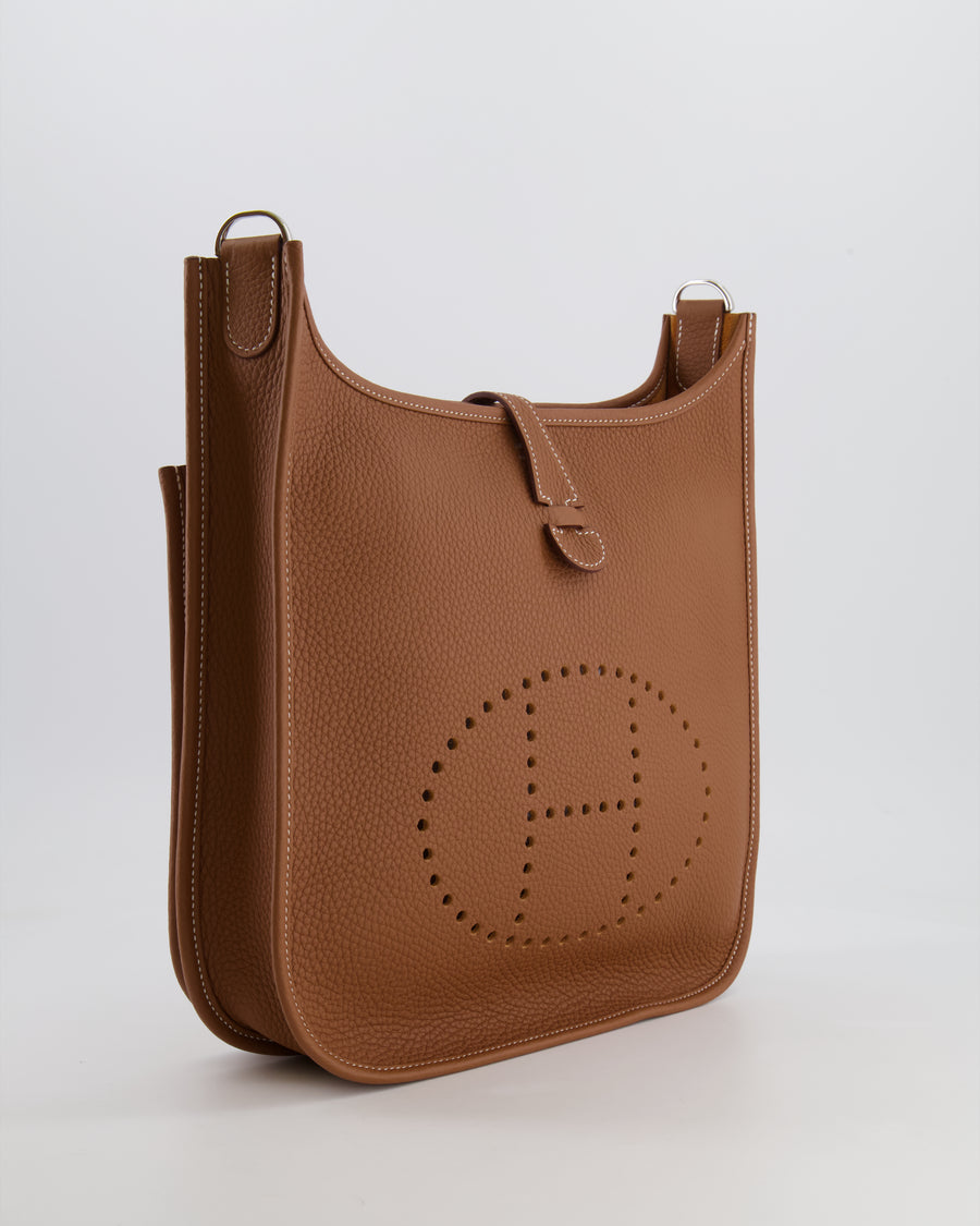 Hermes Evelyne III 29cm Bag in Gold Clemence Leather with Palladium Hardware