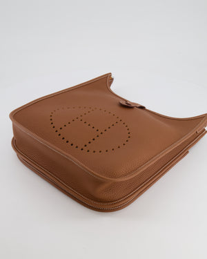 Hermes Evelyne III 29cm Bag in Gold Clemence Leather with Palladium Hardware