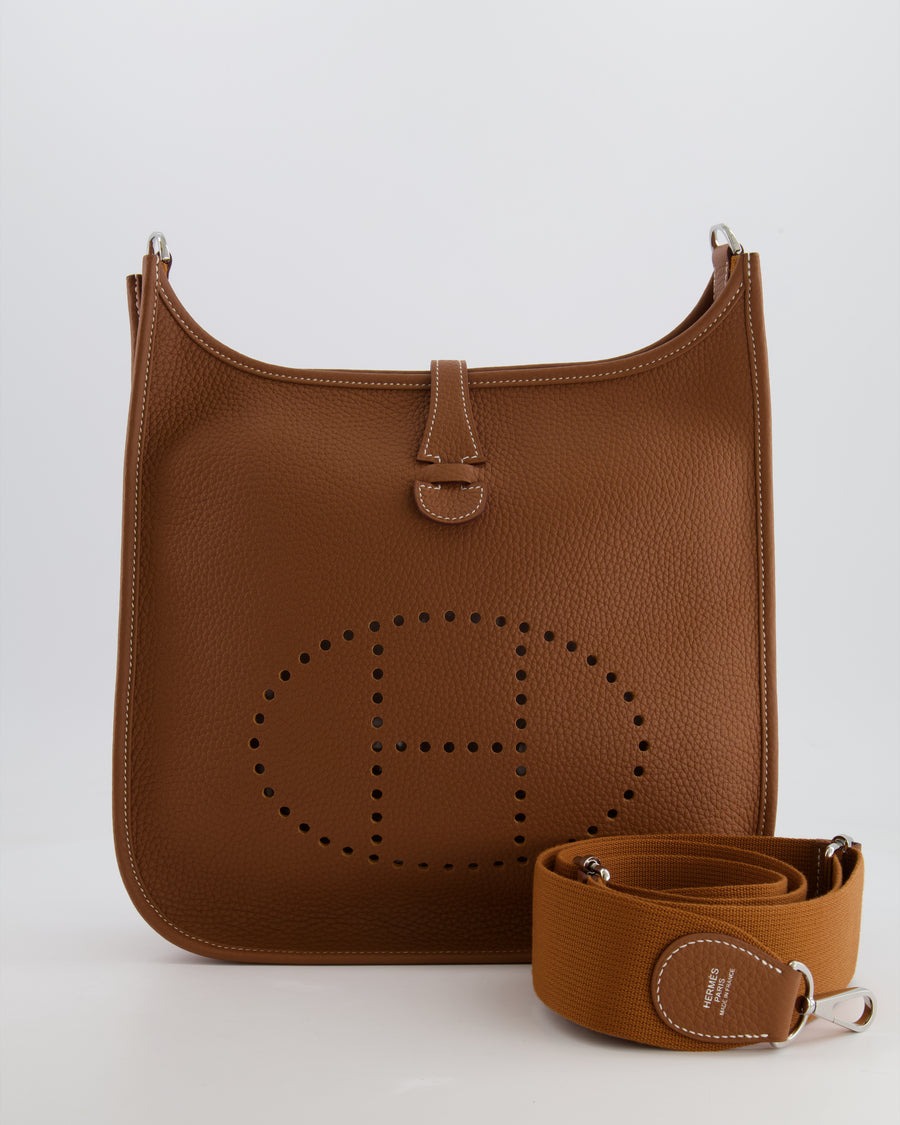 Hermes Evelyne III 29cm Bag in Gold Clemence Leather with Palladium Hardware