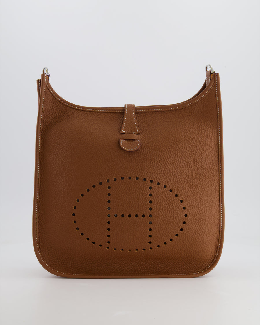 Hermes Evelyne III 29cm Bag in Gold Clemence Leather with Palladium Hardware