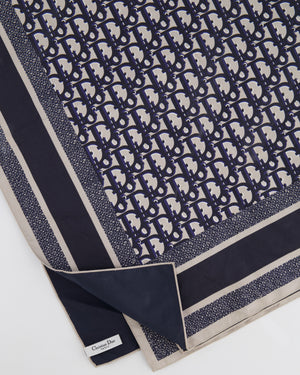 Christian Dior Navy and Grey Dior Oblique Logo Scarf 90cm