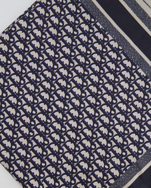 Christian Dior Navy and Grey Dior Oblique Logo Scarf 90cm