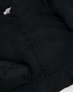 Destree Black SatinCropped Jacket with Puff Sleeves Size XS (UK 6) RRP £450