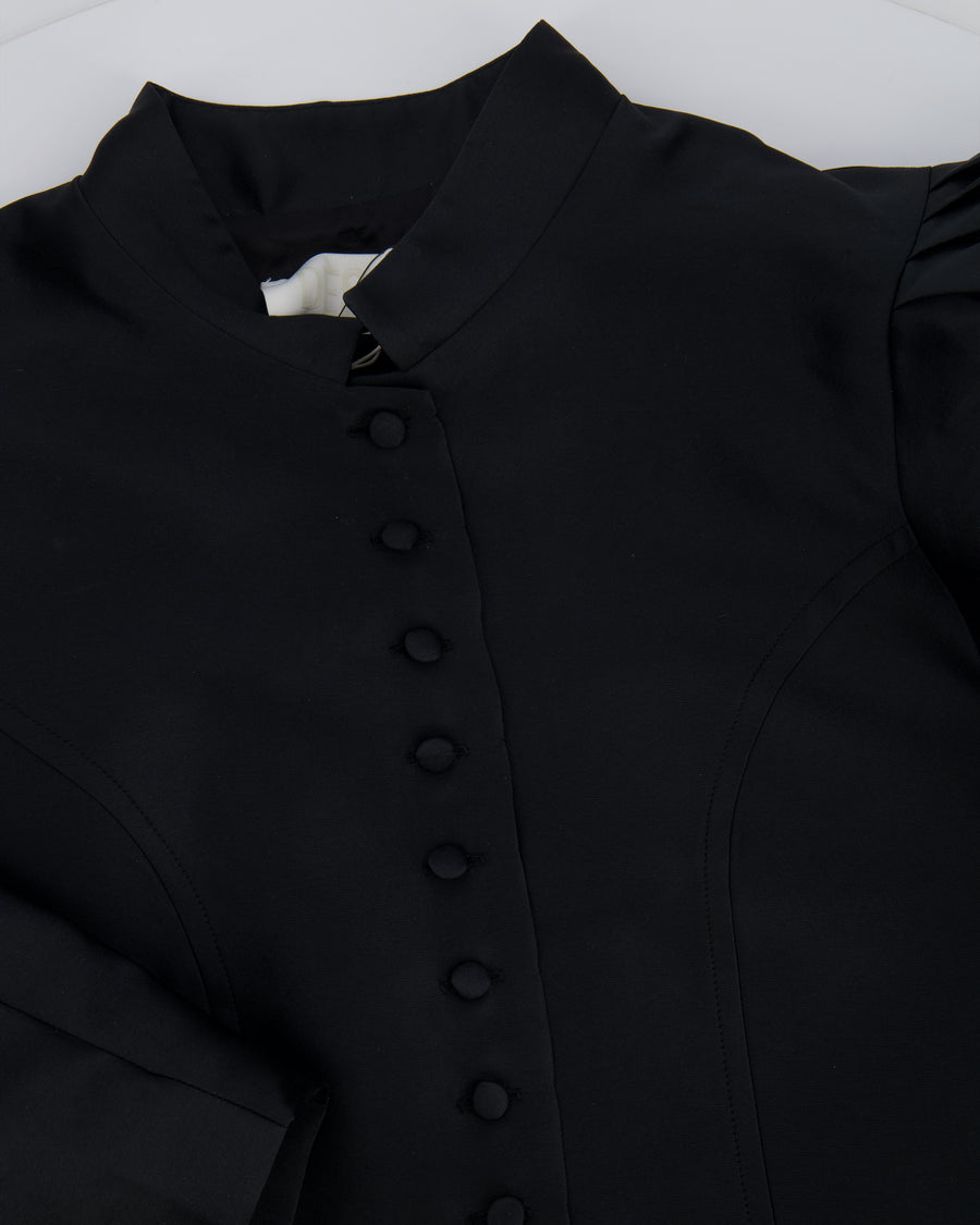 Destree Black SatinCropped Jacket with Puff Sleeves Size XS (UK 6) RRP £450