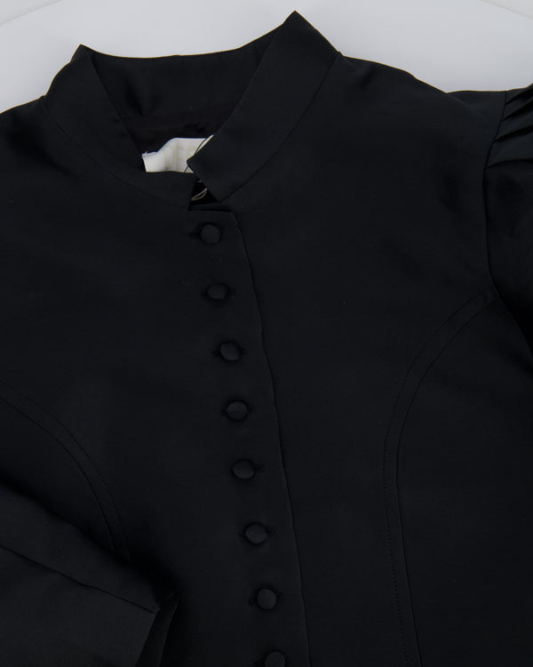 Destree Black SatinCropped Jacket with Puff Sleeves Size XS (UK 6) RRP £450