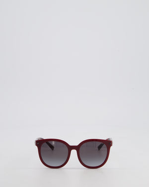 Valentino Burgundy Acetate Sunglasses with Stud Detail
