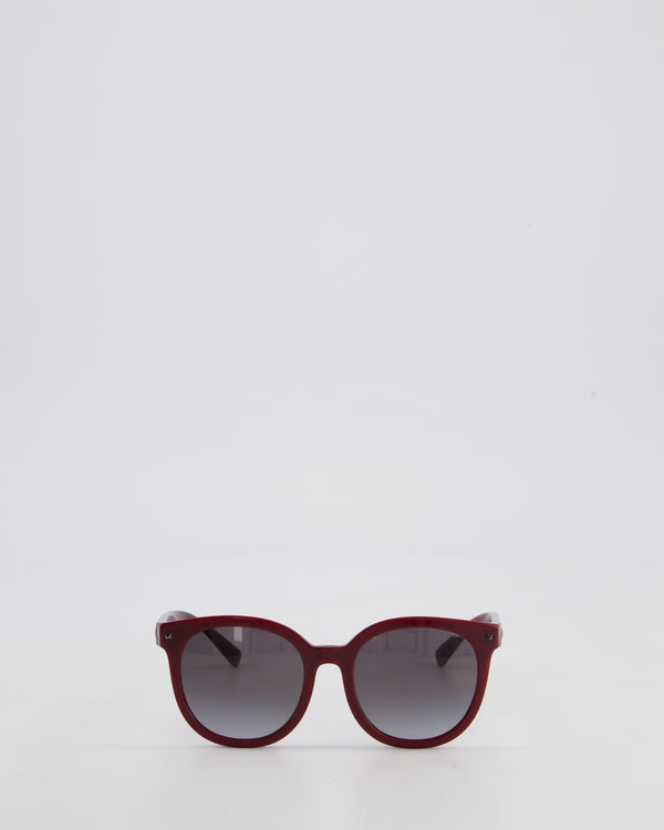 Valentino Burgundy Acetate Sunglasses with Stud Detail