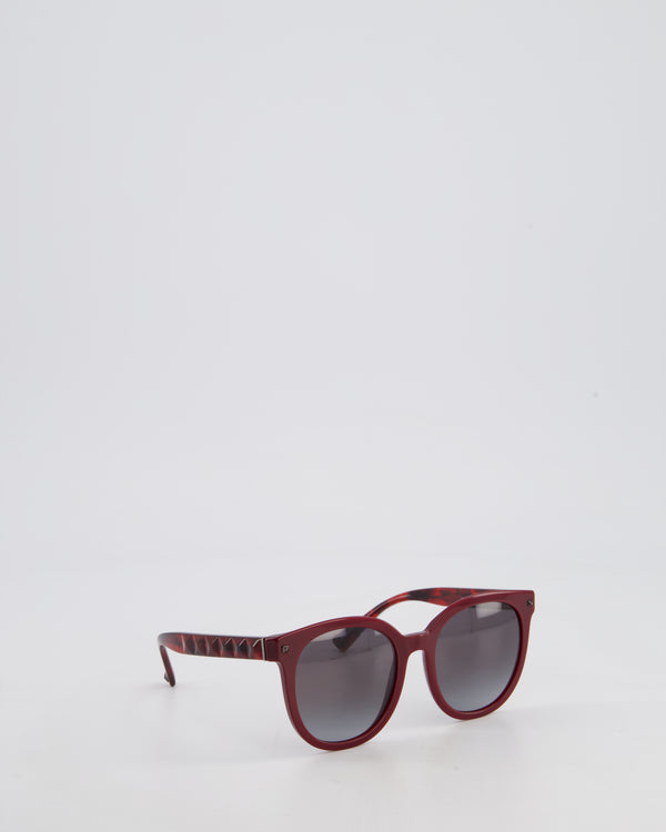 Valentino Burgundy Acetate Sunglasses with Stud Detail