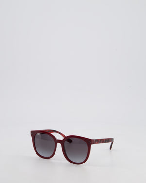Valentino Burgundy Acetate Sunglasses with Stud Detail