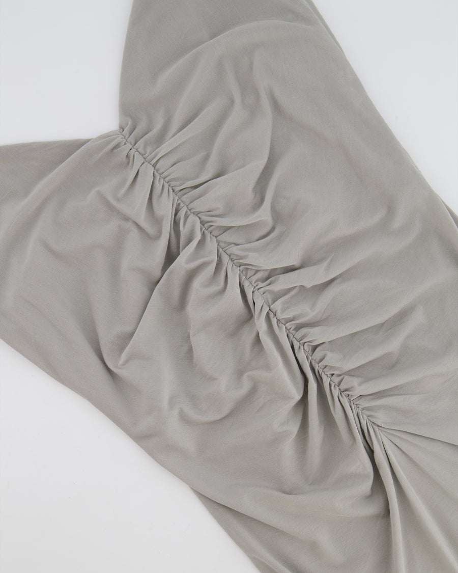 Magda Butrym Grey Maxi Dress with Ruch Detail and Rose Apliquee Size FR 34 (UK 6) RRP £1,450