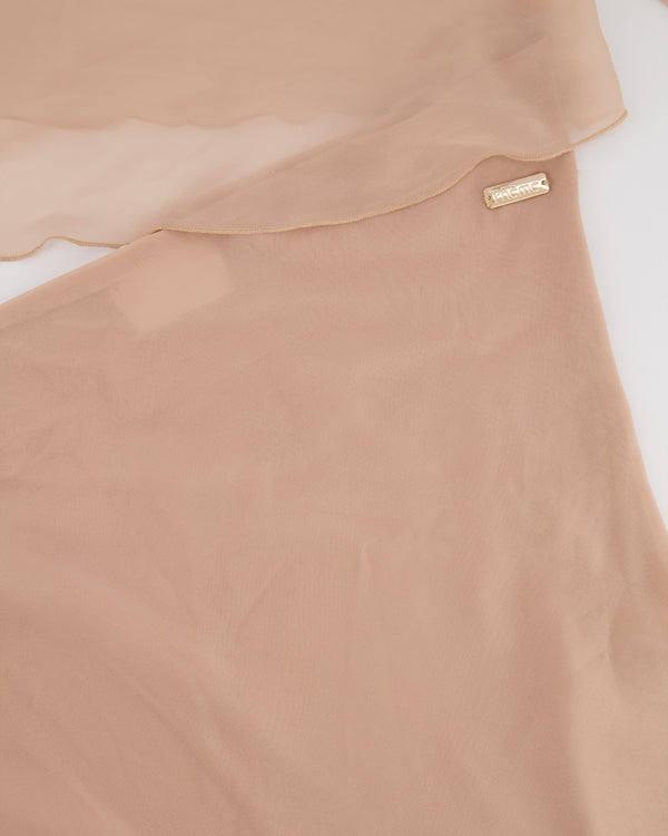 Pheme Paris Nude Chiffon Midi Dress with Cut Out Detail Size XS (UK 6)