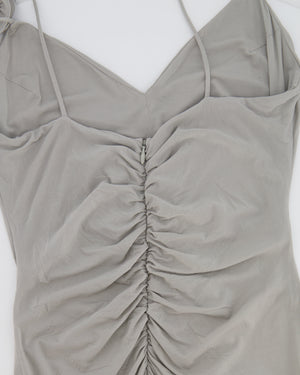 Magda Butrym Grey Maxi Dress with Ruch Detail and Rose Apliquee Size FR 34 (UK 6) RRP £1,450