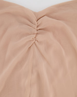 Pheme Paris Nude Chiffon Midi Dress with Cut Out Detail Size XS (UK 6)