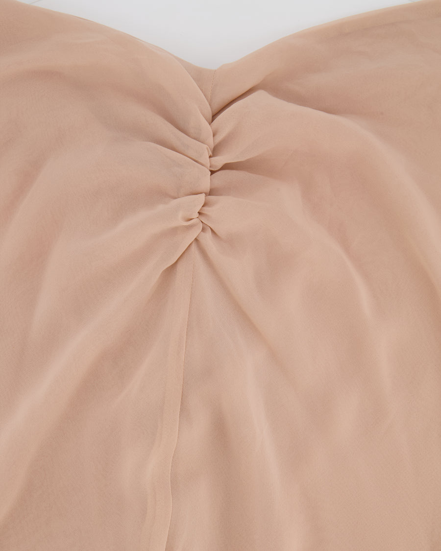 Pheme Paris Nude Chiffon Midi Dress with Cut Out Detail Size XS (UK 6)