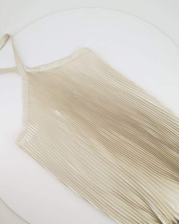 L'Idée Champagne Pleated Déesse Gown Dress Size US 4 (UK 8) RRP £352