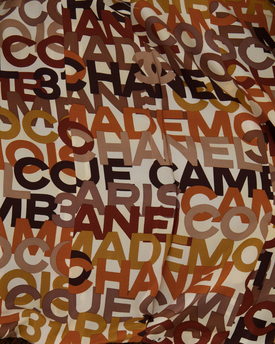 Chanel Brown Wool Jacket with Interior Silk Logo Prints Size FR 34 (UK 6)