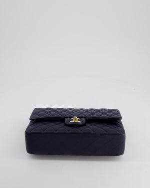 *HOT* Chanel Midnight Blue Classic Medium Double Flap Bag in Caviar Leather with Champagne Gold Hardware