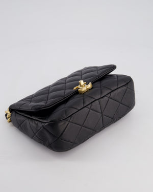Chanel Black Small Single Flap Cross-Body Bag in Goatskin Leather with Gold & Black Hardware
