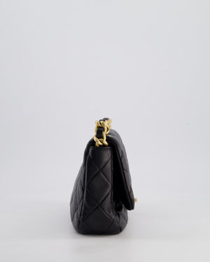 Chanel Black Small Single Flap Cross-Body Bag in Goatskin Leather with Gold & Black Hardware