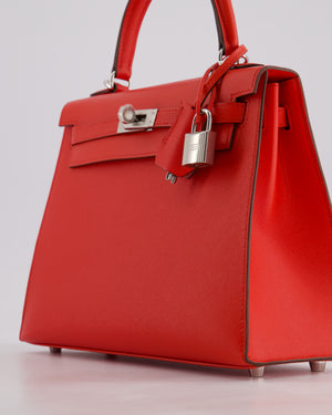 Hermès Kelly 25 Sellier Bag in Rouge De Coeur Madame Leather with Palladium Hardware