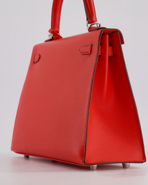 Hermès Kelly 25 Sellier Bag in Rouge De Coeur Madame Leather with Palladium Hardware