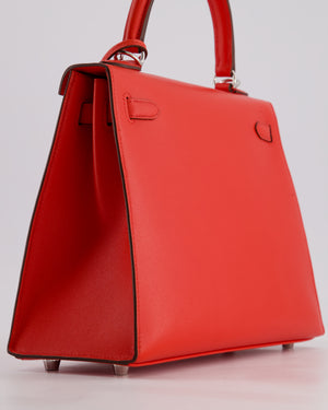 Hermès Kelly 25 Sellier Bag in Rouge De Coeur Madame Leather with Palladium Hardware