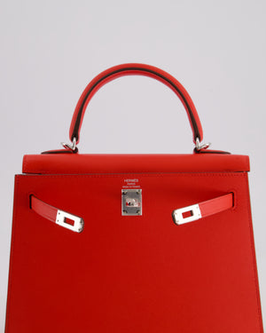Hermès Kelly 25 Sellier Bag in Rouge De Coeur Madame Leather with Palladium Hardware