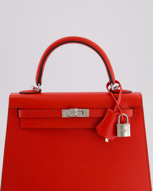 Hermès Kelly 25 Sellier Bag in Rouge De Coeur Madame Leather with Palladium Hardware