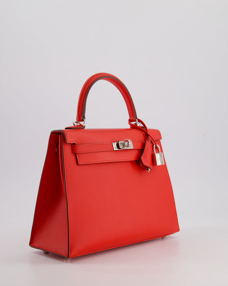 Hermès Kelly 25 Sellier Bag in Rouge De Coeur Madame Leather with Palladium Hardware