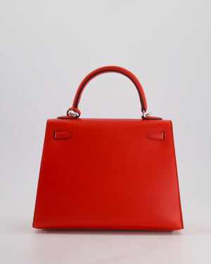 Hermès Kelly 25 Sellier Bag in Rouge De Coeur Madame Leather with Palladium Hardware