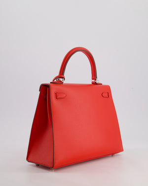 Hermès Kelly 25 Sellier Bag in Rouge De Coeur Madame Leather with Palladium Hardware