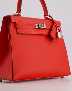 Hermès Kelly 25 Sellier Bag in Rouge De Coeur Madame Leather with Palladium Hardware