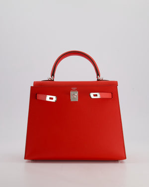 Hermès Kelly 25 Sellier Bag in Rouge De Coeur Madame Leather with Palladium Hardware