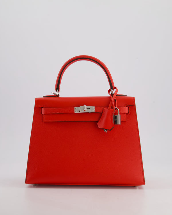 Hermès Kelly 25cm Sellier Bag in Rouge De Coeur Madame Leather with Palladium Hardware
