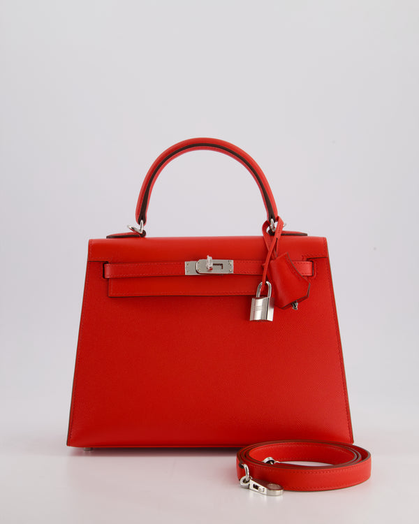 Hermès Kelly 25cm Sellier Bag in Rouge De Coeur Madame Leather with Palladium Hardware