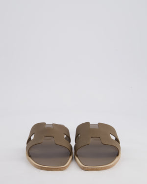 Hermès Oran Etoupe Epsom Leather Sandals Size EU 38.5