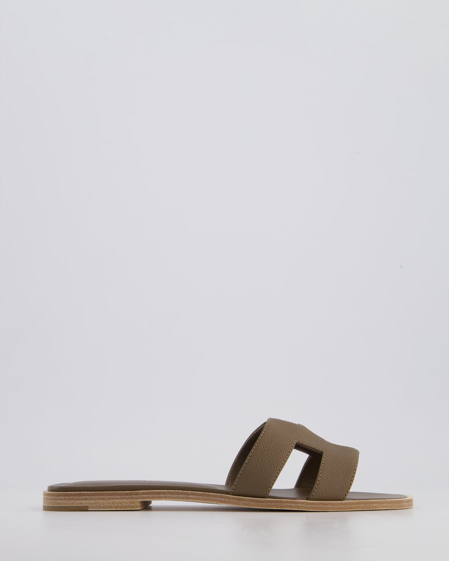 Hermès Oran Etoupe Epsom Leather Sandals Size EU 38.5