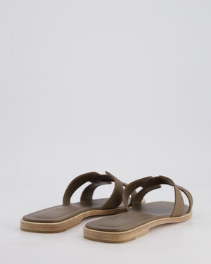 Hermès Oran Etoupe Epsom Leather Sandals Size EU 38.5